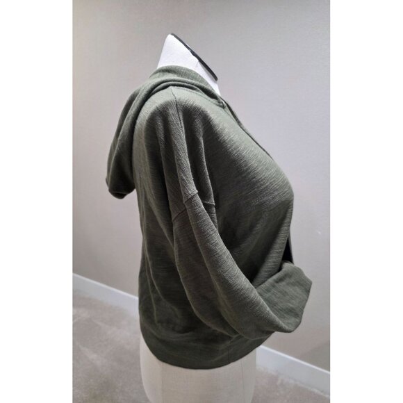 Olive Green Old Navy Zip-Up Hoodie Sweatshirt Cropped M Cotton Blend Womens - Picture 3 of 5